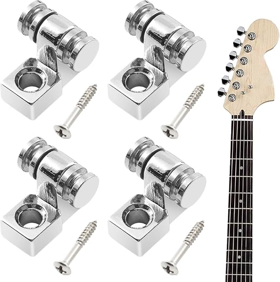 Guitar Roller String Trees Guides String Retainers for Strat Tele Style Electric Guitar, Chrome(4 Pieces)