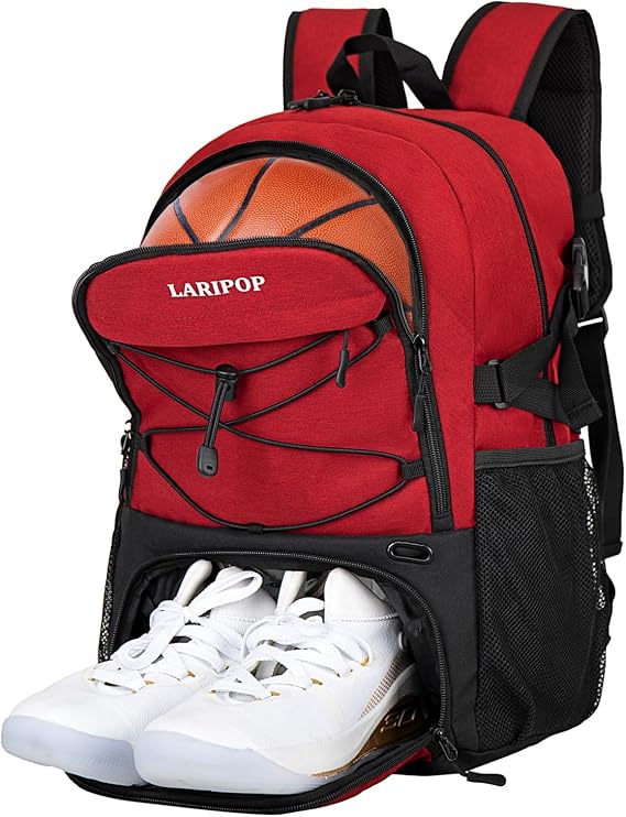 Laripop | バスケットボールバックパック 大型スポーツバッグ ボールホルダー&シューズコンパートメント付き バスケットボール サッカー バレーボール 水泳 ジム 旅行に最適