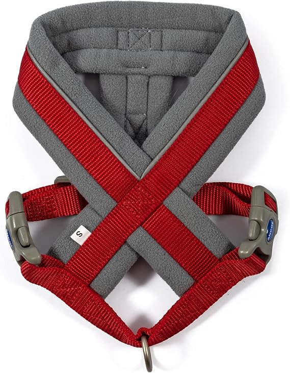 Ancol Viva Padded Dog Harness - Red - Micro Fleece Reflective Adjustable Weatherproof Poly Weave Pet Training Accessory - M 41-53cm