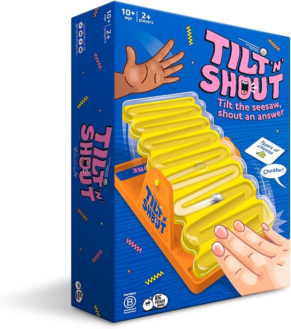 Big Potato Tilt 'n' Shout – 150 Benzersiz Kategori ile Hızlı Tempolu Aile Partisi Oyunu, İnteraktif Mermer Çalışma Zamanlayıcı, Oyun Geceleri, Çocuklar ve Yetişkinler için Mükemmel | En İyi Noel Masa