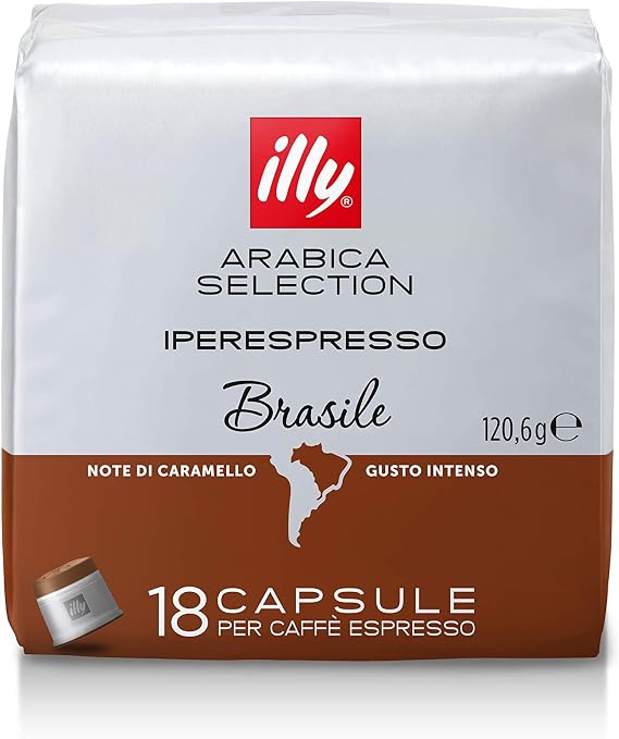 Illy Iperespresso Arabica Brazil Selection with Caramel Notes | Illy 18 Capsules for Espresso Coffee (120.6 Grams)