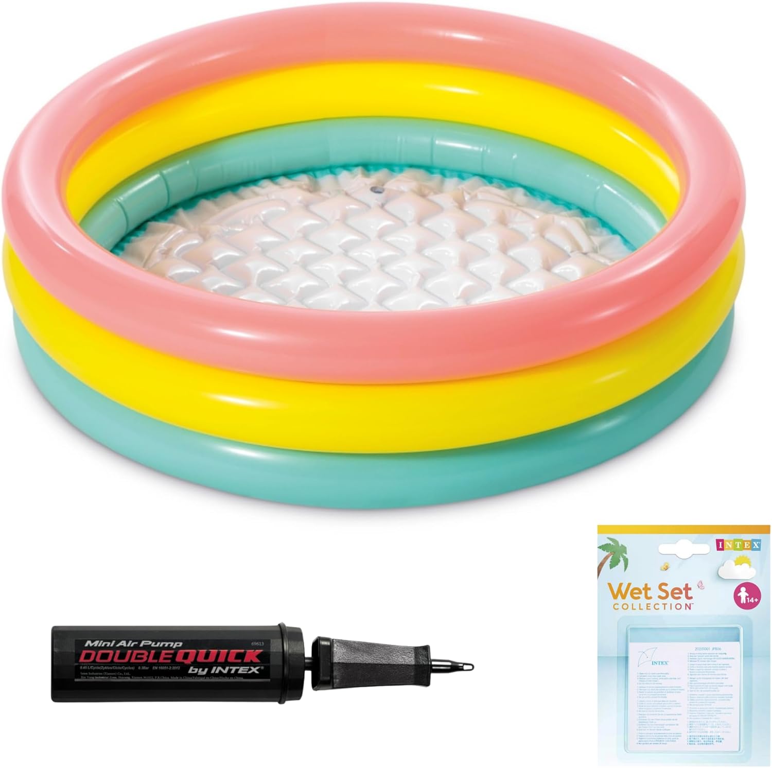 Inflatable Soft Bottom Colorful 3 Knuckle Baby Pool Kids Baby Pool,86x25cm and PumpPatch Set, Pump and Patch Gift, Activity Family For Kids