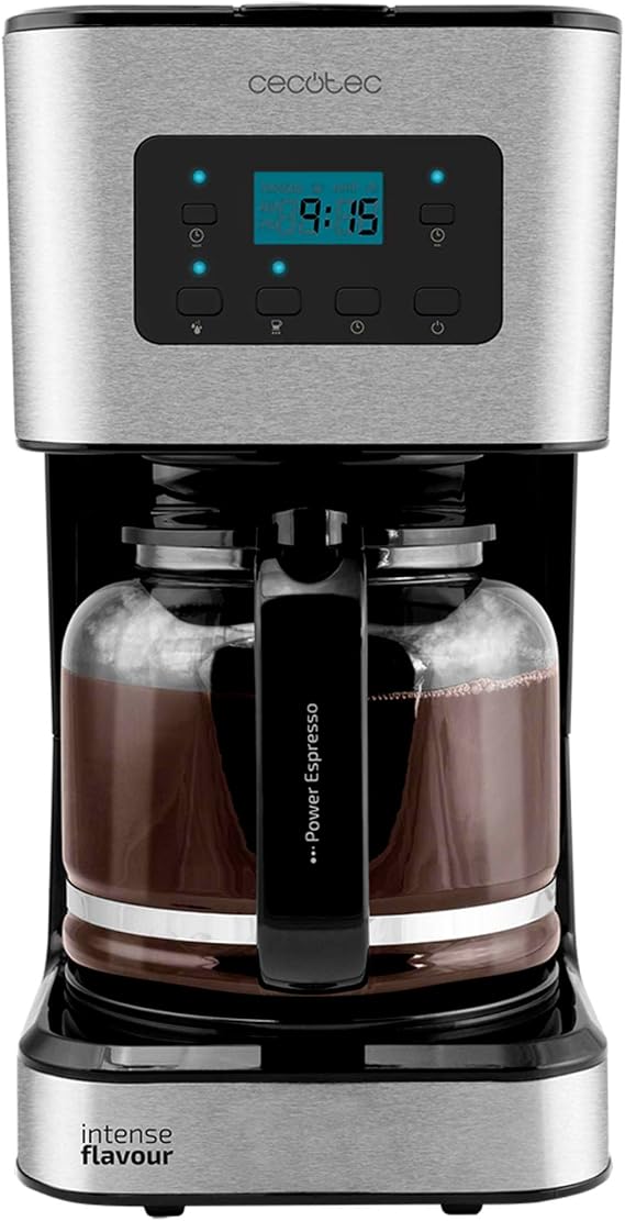 Cecotec Digital Drip Coffee Maker 12 Cups Coffee 66 Smart Aroma. 950W, Fast Heating and Reheat Function, 1.5L Glass Jug, Stainless Steel Finish and Aroma Intensifier