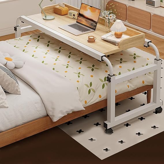 Mobile Table,folding Laptop Desk Table Bed Adjustable Portable Computer Stand Tray Flexispot Medical Adjustable Overbed Bedside Table Side Table On Wheels Living Room(Color:Wood+)