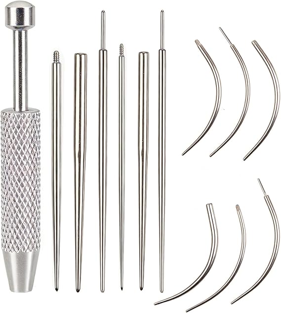 MINGBOLIN 13 PCS Piercing Ball Grabber,Flat Back Earring Applicator Tool 16G 18G Piercing Taper Ball Grabber Tool Piercing Threader Tool Puncture Kit,for Ear Nose Navel Lip