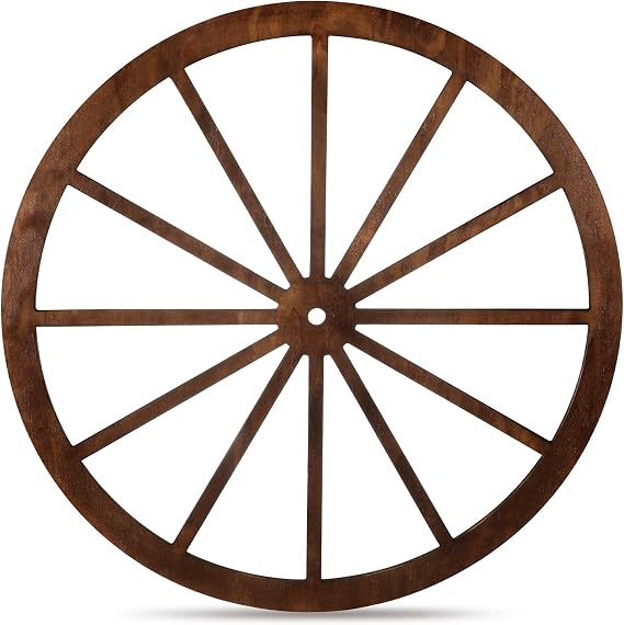 DaisyInner Wood Wagon Wheel Rustic Western Wall Decor, 30 Inch, Brown