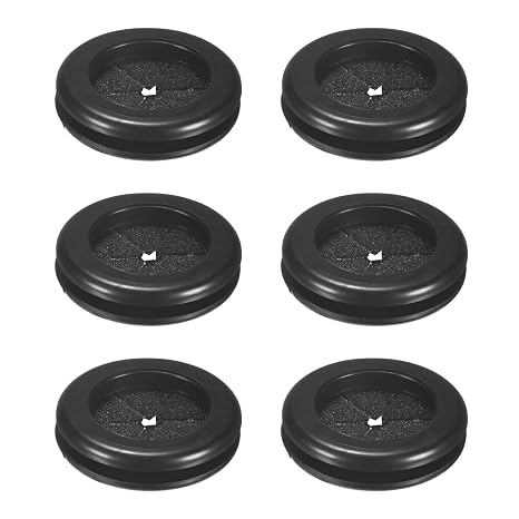 M METERXITY 6-Pack Rubber Grommets for Wiring 25mm Desk Grommet Double-Sided Flexible Cable Cord Grommet Desk Hole Cover for Cables/Wires Through Protection [Black, Petal-Shaped]