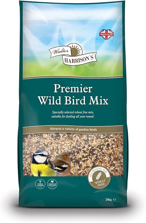 Walter Harrison's Premier Wild Bird Mix, Wheat Free Garden Bird Seed, 20 kg