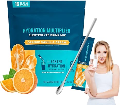 Electrolyte Powder 16 Sticks Electrolyte Powder Hydration Electrolytes Without Sugar Hydration Support Electrolyte Drink Mix Electrolytes for Better Water Absorption for Sports Quick Recovery