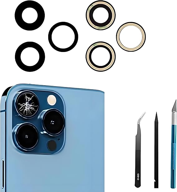 13 Pro/Pro Max Back Camera Lens Replacement for iPhone 13 Pro/iPhone 13 Pro Max Rear Camera Glass Lens Replacement+ Repair Tool Kit, Anti-Scratch & Waterproof.