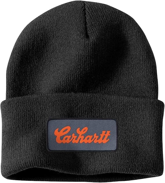 Carhartt Knit Cuffed Script Patch Beanie Black