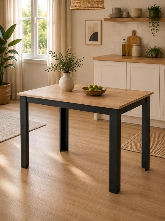 Namur 4 Kişilik Masa Çalışma Balkon Yemek Mutfak Masası, Siyah - Çam