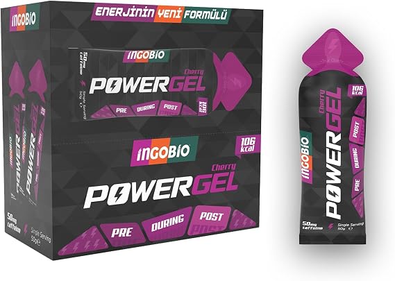 ingobio PowerGEL Cherry + 50mg Caffeine Elektrolit İçeren Sporcu Enerji Jeli - 15 Adet
