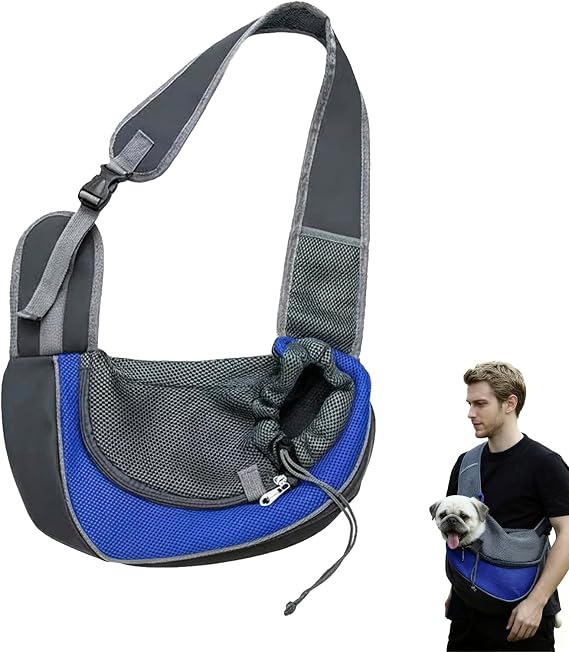 Pet Sling Carrier, Front Pocket Cat Dog Carrier Bag with Breathable Net