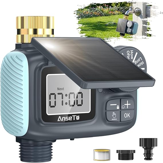 2026 Solar Water Timer Irrigation, Irrigation Controller, LCD, Auto