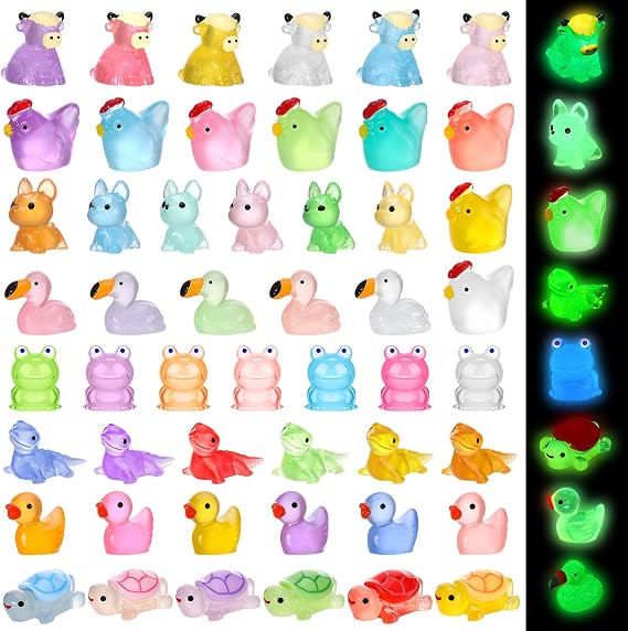 GSrenyu 120 Pcs Luminous Mini Resin Animals 6 Styles Miniature Figures