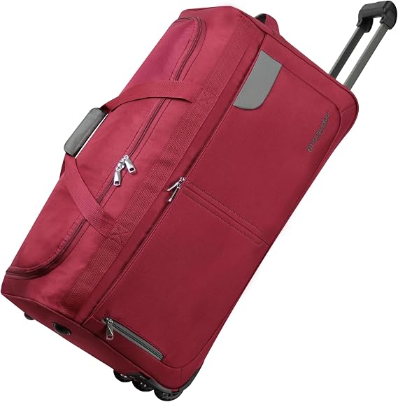 Rocklands® Lightweight Luggage Rolling Holdall Suitcase Wheeled Duffle Bag Cargo Sport Travel Bag RL501 (Burgundy, Medium - 28" (H74 x L37 x W36 cm))