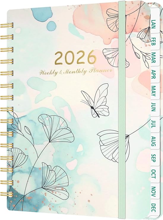 2026 Diary A5 Week to View Dated Planner, Jan-Dec 2026 Hardcover Daily To-Do List Notebook with Monthly Tabs, UK Holiday, 52 weeks Planning for Daily life, Work, Students(14.5 × 21 cm)