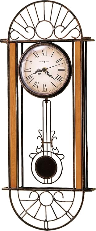 Howard Miller Devahn Wall Clock 625-241 – Wrought-Iron and Wood with Quartz Movement