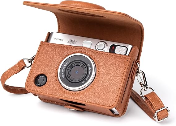 MUZIRI KINOKOO Case for Fuji Instax Mini EVO Instant Camera - PU Leather Mini EVO Protective Case in Lychee Texture Horizontal Style - with Adjustable Shoulder Strap