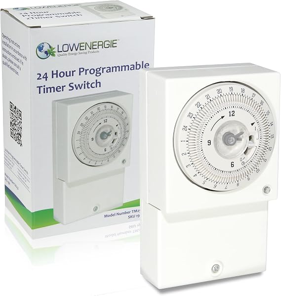 LOWENERGIE 24hr Mechanical Wall Timer Switch – 16A Hardwired Control for Immersion Heaters, Lighting, Fans & Energy Storage Systems (3000W Max Load)