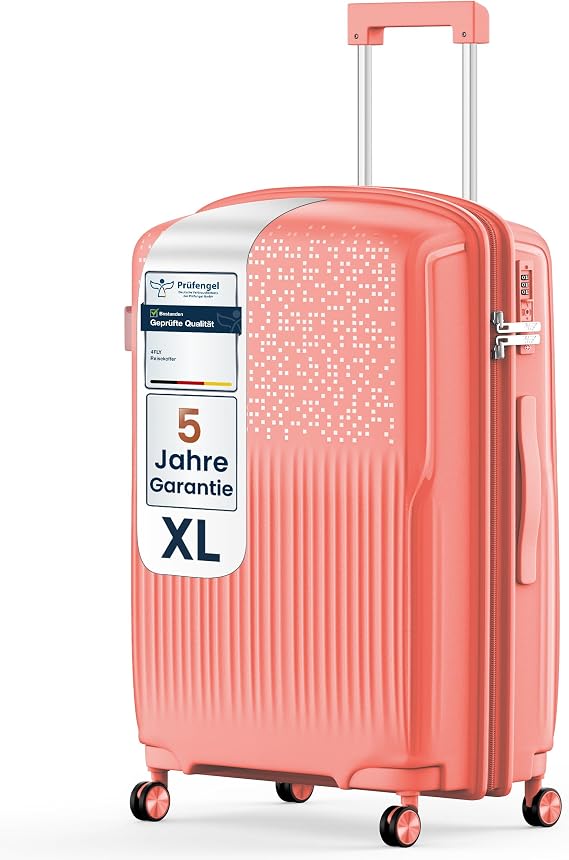 Lightweight Hard Shell Travel Suitcase & Suitcase Set - Trolley Suitcase with TSA Lock 4 Spinner Double Wheels Aluminium Telescopic Handle & Double Zipper Beauty Case Carry-on & Checking