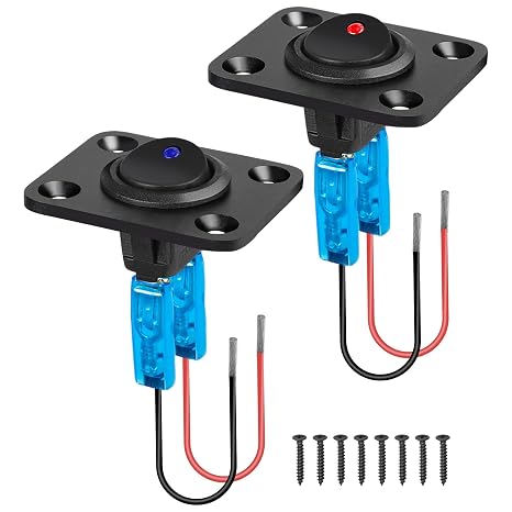 Linkstyle 12V Switch Panel, 20A SPST Round Toggle ON/OFF Switch with Blue & Red LED for Car Boat RV Marine Truck Camper, 2 Pack