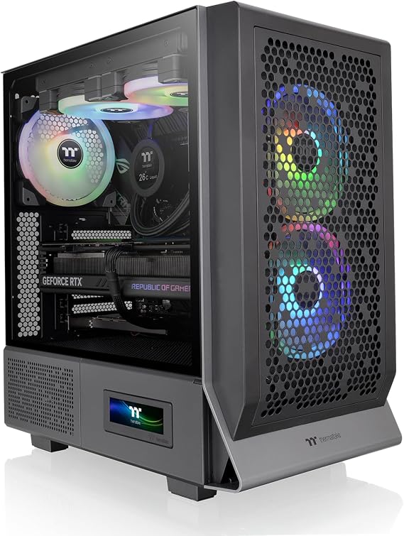 Thermaltake Ceres 300 TG ARGB Black Mid Tower PC Case 3 x CT140 Fan 360 mm Radiator Support LCD Panel Optional 4 mm Tempered Glass Side Panel