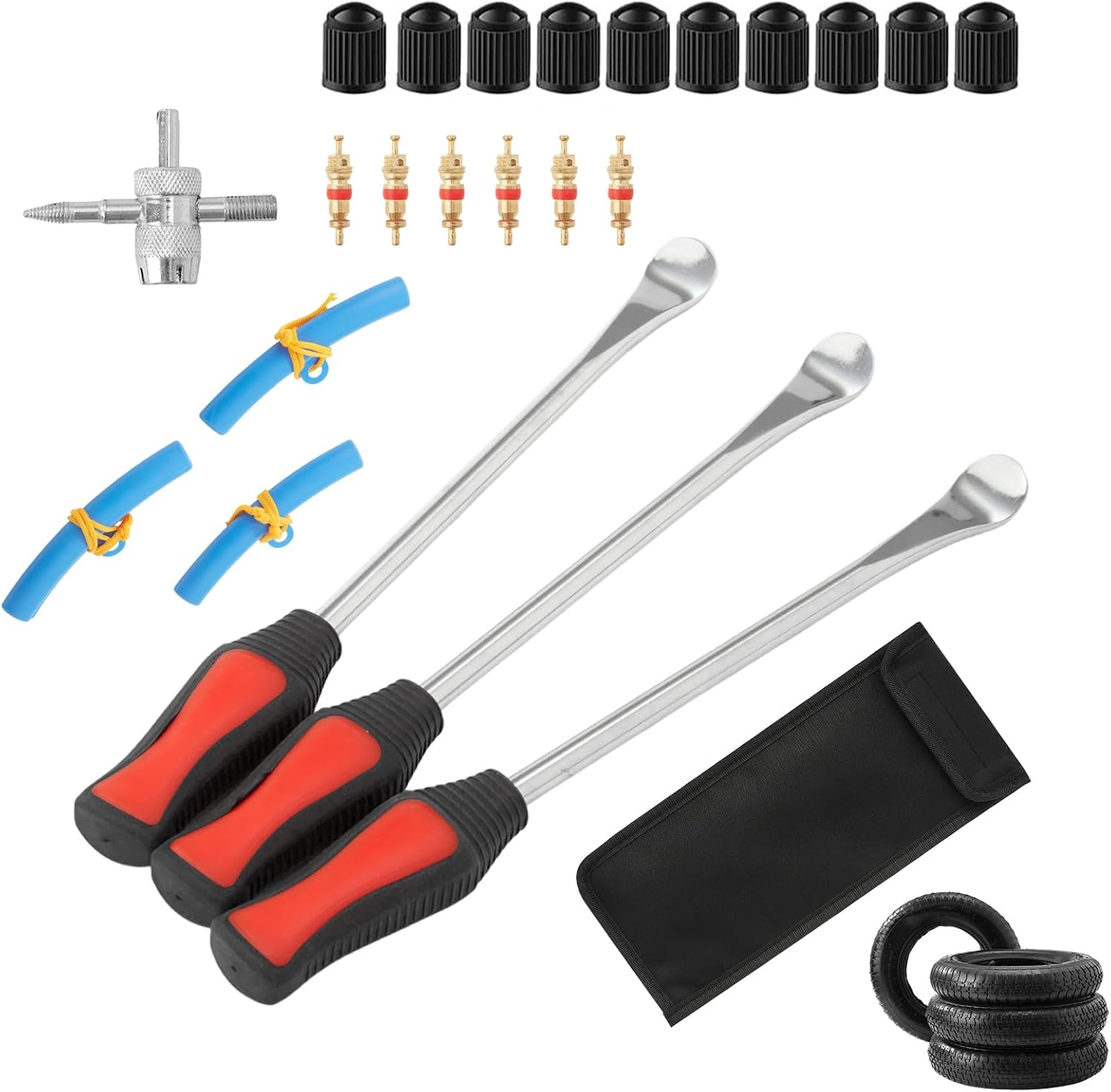 Tyre Lever Spoon Tool Set 23PCS, Tyre Repair Changing Spoons Lever Tool Kit for Motorcycle Bike Car Tyre Changing Removing, with 3 Tyre Lever Tool Spoon & 3 Wheel Rim Protectors Tool
