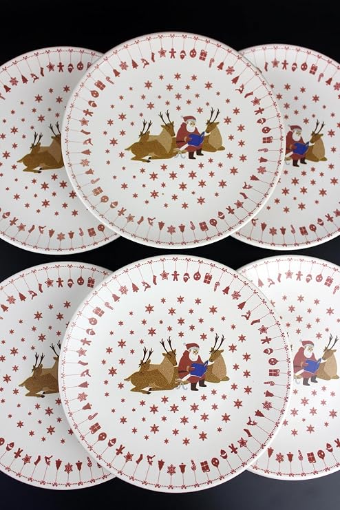 6'lı Yılbaşı Kansept Seramik 20cm Pasta, Tatlı Tabak 20898