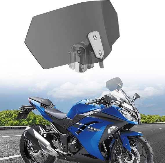 DREAMIZER Universal Motorcycle Windshield, Adjustable Wind Deflector Clip On Windshield Extension Spoiler Wind Air Deflector Compatible with Honda Kawasaki Yamaha Suzuki Triumph Motorbike