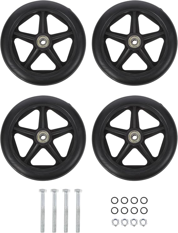 HEMOTON Universal 6 Inch Wheelchair Front Wheels Replacement Castor Wheels for Wheelchair Accessories Smooth Rolling Non-Slip Front Wheel Fits Walkers Mobility Aids