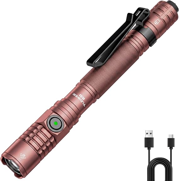 Edc タクティカル懐中電灯 充電式 デュアルモード 1200 高ルーメン ペン懐中電灯、デュアルスイッチポケット Led 懐中電灯、緊急時、キャンプ、自宅用の非常に明るい小型フラッシュライト