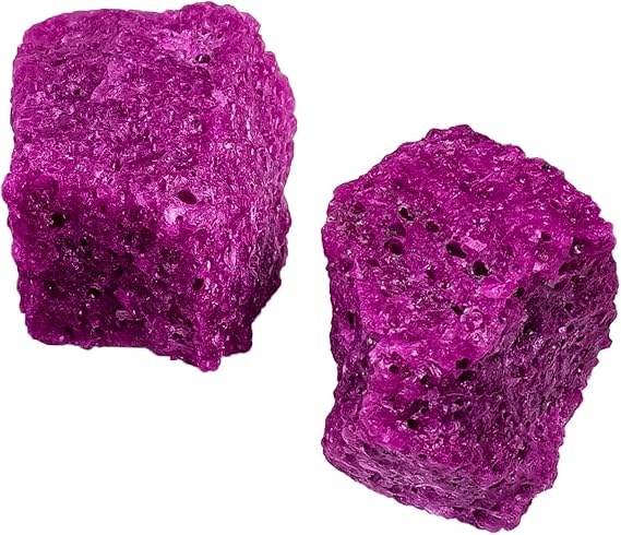 2pcs Raw Ruby Crystal Stone Natural Rough Gemstone Unpolished Healing Crystal Specimen Spiritual for Polishing, Sanding, DIY, Decor, Reiki, Collection, Crafts (1.5-2 inches)