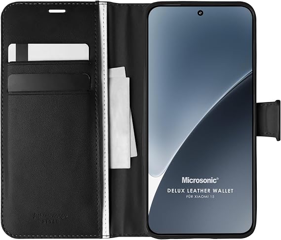 Microsonic Xiaomi 15 Kılıf Delux Leather Wallet Siyah [15 ile Uyumlu Kılıf - Siyah]