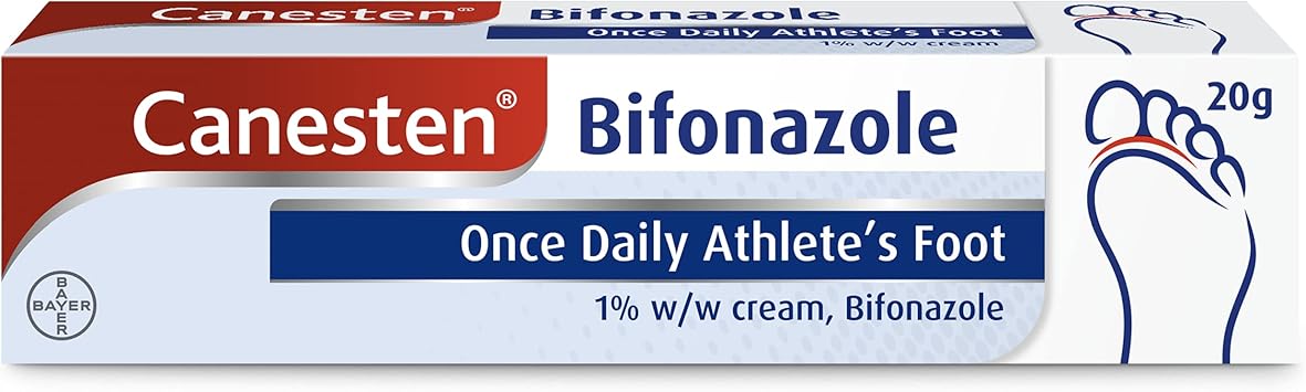 Canesten Bifonazole Once Daily Athlete s Foot 1% w/w Cream | Effective Athlete s Foot Treatment | Canesten's Most Convenient Treatment | Only 1 Application Per Day | Antifungal Cream | 20 g