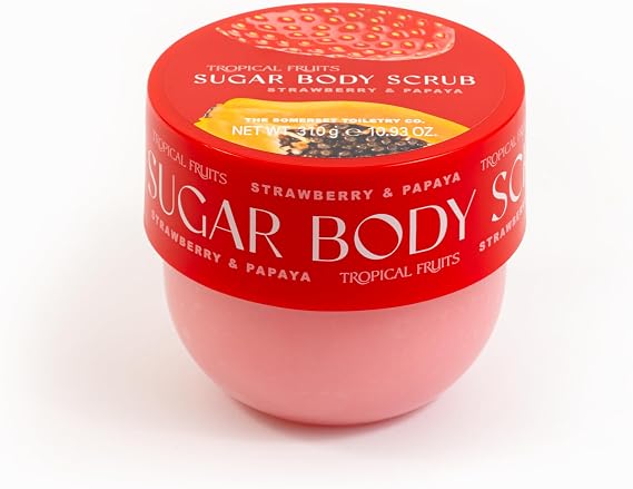 Tropical Fruits Exfoliating Sugar Body Scrub Strawberry Papaya Fruity 310g
