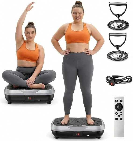 Vibration Plate Exercise Machine Weight Loss, Whole Body Workout Vibration Plate Lymphatic Drainage, 120 Adjustable Speeds, Built-in Bluetooth Speaker 330 Lbs Capacity for Shaping Wellness Home Office