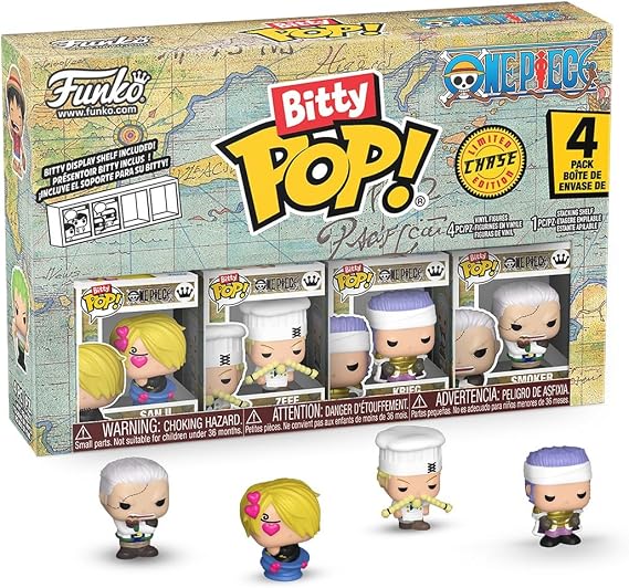 Funko Bitty Pop! Tek Parça - Sanji, Zeff, Kreig ve Sürpriz Gizemli Mini Figür - 0,9 inç (2,2 cm) Koleksiyon - İstiflenebilir Teşhir Rafı Dahil - Hediye Fikri - Parti Çantaları Çorabı - Pasta Süsü