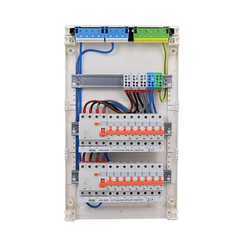 RSE Sub-Distribution Wired Fuse Box Flush-Mounted Cavity Wall with Hager Distributor Surface-Mounted 3 Rows VA36CN without Surge Protection