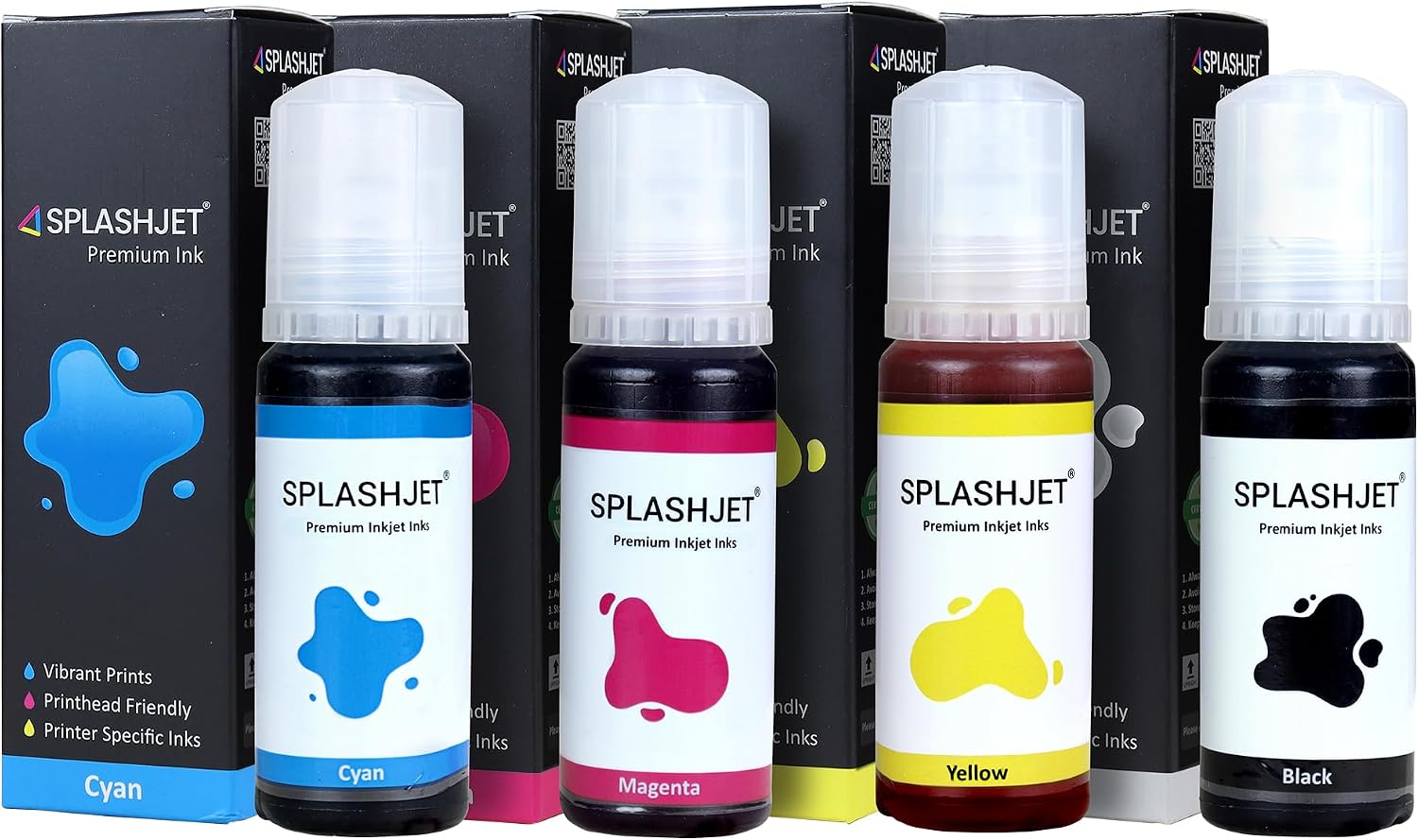 Splashjet Epson L3110, L3150, L3250, L3252 L3115, L3116, L3101, L3210, L3215, L3216, L3151, L3152, L3156, 003 Compatible Replacement Ink – 70 gm x 4 Color Set Box - 501737