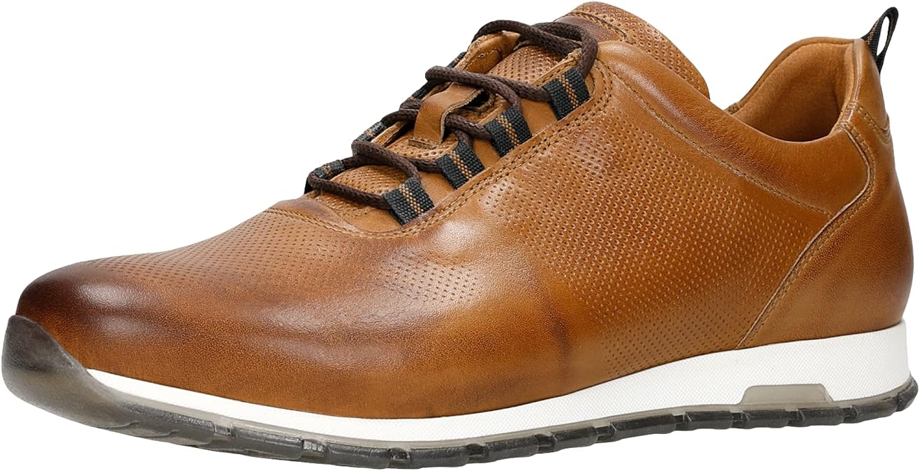 WOJAS - Men's Trainers Grain Leather Soft Lining Casual Style Perfect for Any Season 10039-53 - Light Brown Size 7