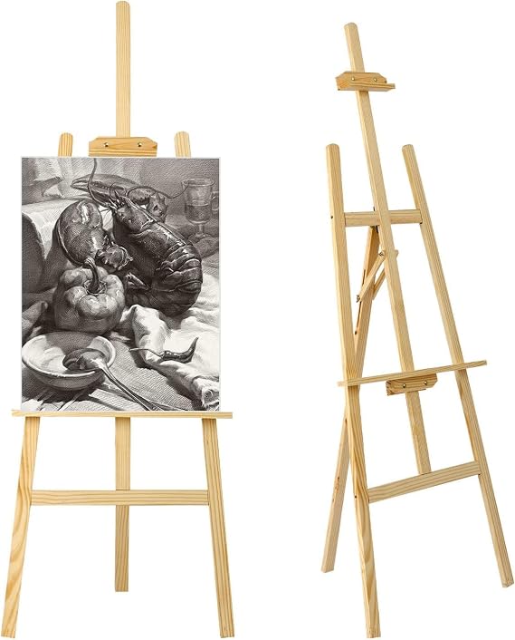 59" Wooden Easel Stand for Wedding, Art, and Display - Adjustable Height Easel for Painting, Posters, Wedding Signs, and Table Plans