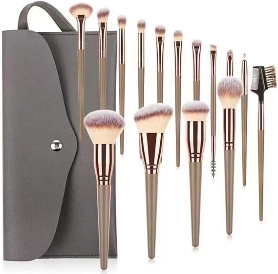 Makeup Brushes, 15 Pcs Professional Makeup Brush Set, Premium Synthetic Bristles Foundation Kit with PU Bag, Foundation Blending Powder Blush, Eyeshadow, Concealer, Eyeliner