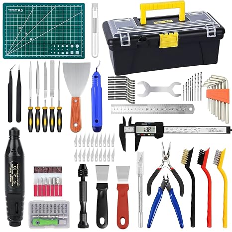 135PCS 3D Printer Tools & Accessories Kit,3D Printing Tool Set with Tool Box,3D Printer Accessory Including Nozzle Cleaning Kit,Electric Polishing Machine,Deburring Tool,Sanding Pens,Deburring Kit