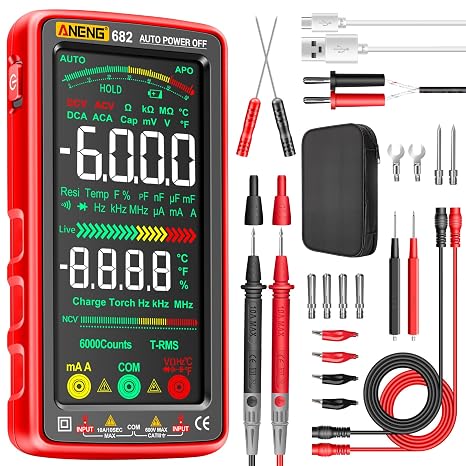 ANENG Multimeter Tester Colour LCD 6000 Meter Voltmeter Intelligent Charging Meter Measures AC/DC Current NCV Voltage Ohm Amps Resistance Diode Continuity Capacitance Temperature