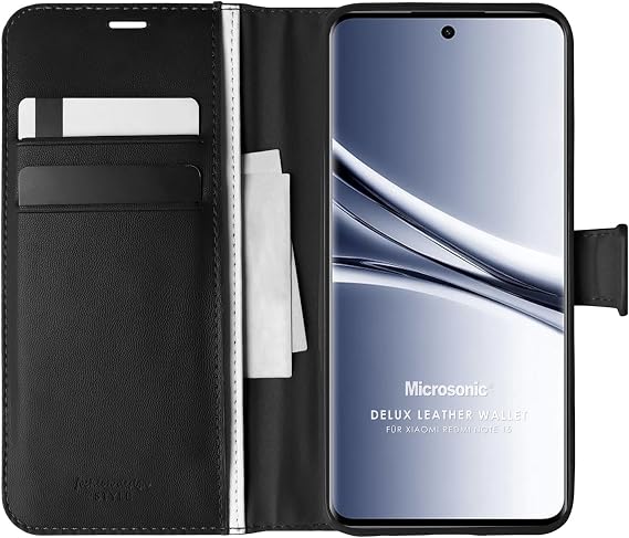 Microsonic Xiaomi Redmi Note 15 için Kılıf Delux Leather Wallet Siyah [Redmi Note 15 ile Uyumlu Kılıf - Siyah]