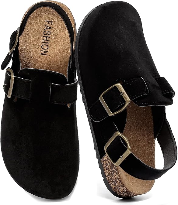 Suede Clogs for Women with Back Strap Men Leather Mules