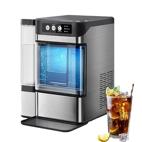 Portable Ice Maker with Self-Cleaning Feature, Soft Chewable Pellet Ice for Home, Office, and Bar Use