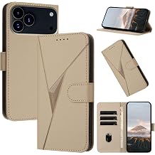 Compatible with iPhone 17 Pro Max Case, Notebook Type, 3D Triangular Pattern, iPhone 17 Pro Max Cover, iPhone 17 Pro Max Smartphone Case, Comfortable Touch, Stand Function, Card Storage